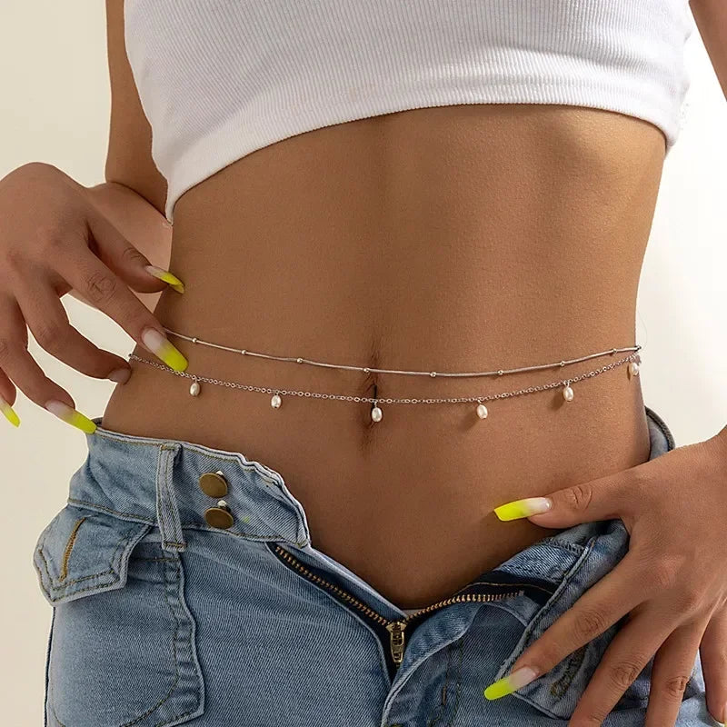 Double Layer Pearl Waist Chain