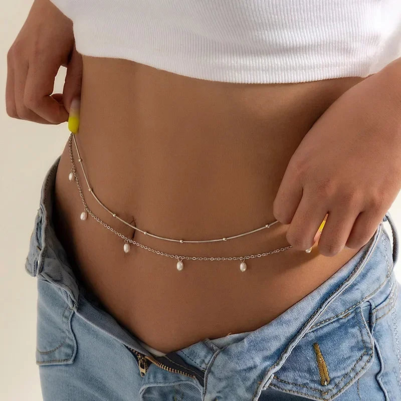 Double Layer Pearl Waist Chain